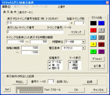 「マトリックスグラフの表示条件」の画面