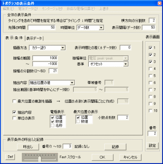 「トポグラフの表示条件」の画面
